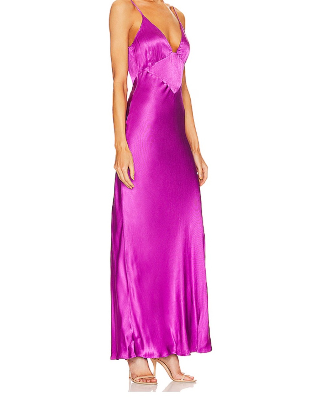 Bardot Satin Slip Maxi Dress in Magenta Pink